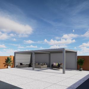 Pérgola de Aluminio con Rejillas Ajustables, Envío Rápido para <span class=keywords><strong>Caf</strong></span>é<span class=keywords><strong>s</strong></span> al Aire Libre - Product Image 1