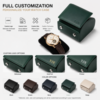 Étui de voyage de luxe pour montre avec logo personnalisé, boîte de rangement portable pour une seule montre, organisateur de montres en cuir PU, emballage cadeau