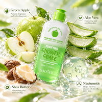 Gel Douche Pomme Verte en Gros OEM & ODM 300ml pH Équilibré Nettoyant Doux au Beurre de Karité, Aloe Vera et Niacinamide