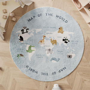 Alfombra de Juego Suave para Bebés, Alfombra de Gateo con Dibujos Animados de Animales, <span class=keywords><strong>Mapa</strong></span> del Mundo, Alfombra de Juego Redonda de <span class=keywords><strong>Cachemira</strong></span> para Niños - Product Image 5