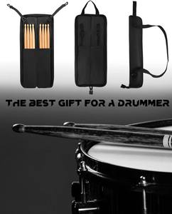 Estuche para Baquetas de Percusión Estándar con Ganchos para Tom de Piso, Bolsa para Baquetas Básica Negra, Muestra Gratis - Product Image 6