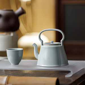 Guanlan Sky Blue Ru Porcelain Teapot With Handle High End Ceramic Kettle For Home Kung Fu <b>Tea</b> <b>Set</b> - Product Image 1