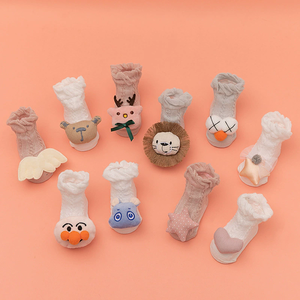 Chaussettes pour bébé nouveau-né en coton avec nœud, motif de dessin animé printemps-été, chaussettes tubulaires pour fille - Product Image 5