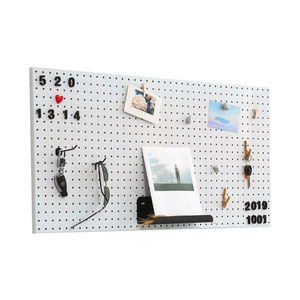 Organisateur mural en métal à un seul niveau, <span class=keywords><strong>panneaux</strong></span> suspendus sculptés, crochets, rails, <span class=keywords><strong>rangement</strong></span> d'<span class=keywords><strong>outils</strong></span>, montage mural noir, utilisation en garage, cuisine - Product Image 1