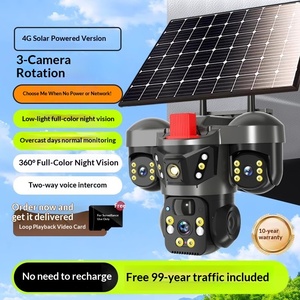 Caméra de sécurité intelligente pour la maison, sans internet, sans alimentation, moniteur vidéo, trois objectifs, alimentée par énergie solaire, accès mobile à distance, extérieur, compatible 4G - Product Image 4