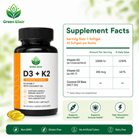 Capsules de vitamine D3 K2 MK-7 en gélules molles 10000 UI D3 200 mcg K2 Huile de noix de coco Complément alimentaire Santé osseuse Soutien immunitaire 30 gélules