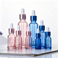 Flacon compte-gouttes rose et bleu, flacon compte-gouttes en verre transparent