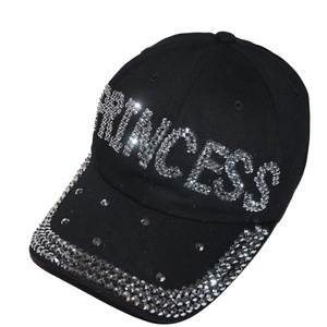 Gorra de Béisbol Deportiva Negra PRINCESS de Diseño Estadounidense, Ajustable, con Pedrería Brillante, Estilo Vaquero, para Hombre y Mujer - Product Image 1