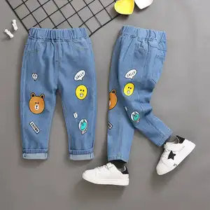 New Style Jungen Kinder Denim Straight Cartoon Print Hosen Jeans Großhandel für Kinder