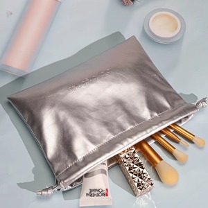 Sac à cordon en cuir PU 25*15 cm pour outils cosmétiques et soins de la peau, avec logo personnalisé imprimé, étanche, pochette de maquillage en cuir - Product Image 2