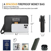 Sac d'argent ignifugé à fermeture éclair avec logo personnalisé sac de documents avec serrure pour tablettes téléphones à espèces cartes de crédit et document notarié A4