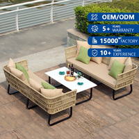 Ensemble de meubles de jardin en rotin PE durable, résistant aux UV, style nordique contemporain, canapés de jardin, canapé d'extérieur