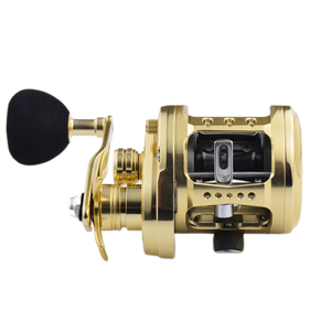 Carrete de tambor de pesca de aluminio con potencia de arrastre dorada de 15KG, carretes giratorios marinos de fundición de larga distancia para curricán y fundición de cebo - Product Image 3