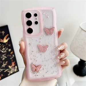 Clair Vague Cadre Dessin Animé Papillon Paillettes étui pour samsung S24 S23 Ultra Note20 S22 <span class=keywords><strong>S21</strong></span> Plus S20 FE A54 A34 A55 A35 A25 A15 - Product Image 4