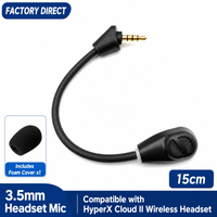 Microphone de remplacement pour casque de jeu Kingston HyperX Cloud II Bt avec indicateur LED silencieux, plaqué or 3,5 mm