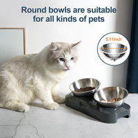 Bol surélevé en acier inoxydable pour chat, support inclinable réglable, anti-goutte, anti-déversement, antidérapant, 15 degrés, bols simples ou doubles pour chien