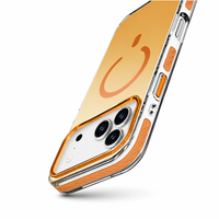 Étui de téléphone magnétique de luxe à dégradé avec bouton métallique et protection transparente de l'appareil photo pour iPhone 17 Pro Max, support personnalisé