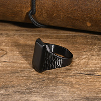 Hochglanz polierte 18 Karat Vergoldung Herrenmode Trend Edelstahl Sand Blank Square Ring Für Herrenmode benutzer definierte Logo Ringe