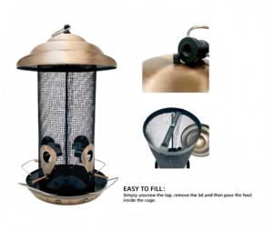 Mangeoire à <span class=keywords><strong>oiseaux</strong></span> en métal extra large de style cuivre pour l'extérieur avec 4 ports d'alimentation, mangeoires à <span class=keywords><strong>oiseaux</strong></span> pour l'extérieur - Product Image 5