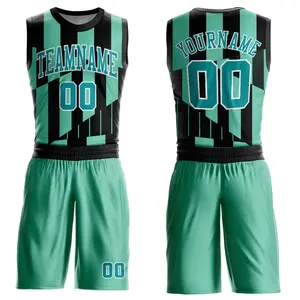 Doppelseitige Basketball-Jogging kleidung Design grüne Farbe benutzer definierte Trikot Klasse Uniform Basketball-Netz shorts