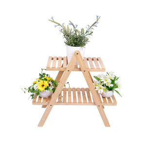Bamboo indoor flower stand, living room <b>shelf</b>, balcony pothos floor-standing multi-layer simple triangular <b>shelf</b>, customizable - Product Image 3