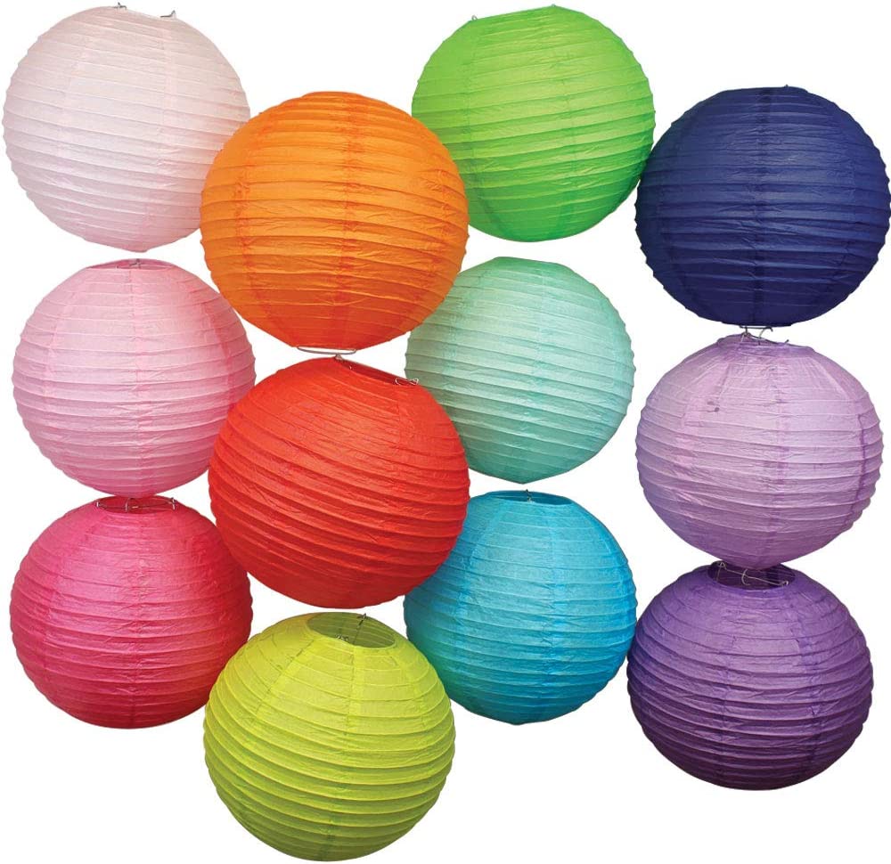 30cm Chinese Round Paper Lanterns For Christmas New Year Wedding Decoration Advertisement Hanging Lanterns Party Decoration