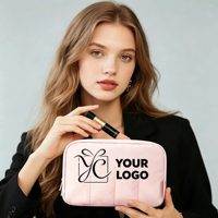 Sac de maquillage personnalisé, trousse de toilette de voyage, sac cosmétique rembourré pour femmes, organiseur de maquillage, pochette à ouverture large