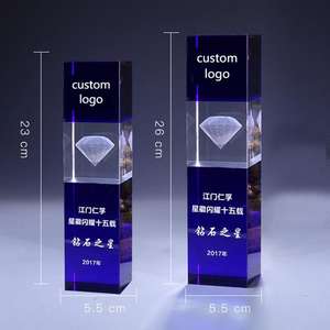 2025 onorano i regali aziendali per i dirigenti premi dei trofei personalizzati desiderati diamanti 3D all'interno della coppa del trofeo di cristallo K9 per scienziato - Product Image 3