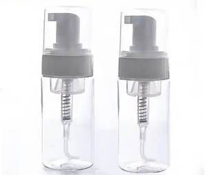 ขวดโฟมล้างหน้าพลาสติก PET ขนาด 50-200 มล. พร้อมหัวปั๊มสีขาว สำหรับมูสทำความสะอาด รุ่น LK01 พิมพ์ลายซิลค์สกรีน - Product Image 1