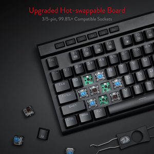 Teclado mecánico para juegos <span class=keywords><strong>Redragon</strong></span> K580 VATA RGB, interruptores azules, teclado para juegos intercambiable en caliente con controles multimedia dedicados - Product Image 3