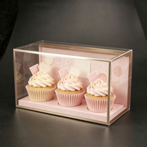 FX Transparent PET Cupcake Storage <b>Box</b> with Inner Holder for Bakery Dessert <b>Display</b> Gift Packaging Retail Showcase - Product Image 1