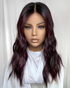 Peluca Judía 1B Borgoña Ombre de Cabello Ruso Largo con Nudos Invisibles, Ondas Naturales, Top de Encaje 9*5, Cabello Virgen Crudo, Pequeña, para Mujeres Ortodoxas - Product Image 3