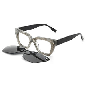 جديد عالي الجودة مشبك TAC مستقطب مغناطيسي على النظارات الشمسية شعار مخصص مربع إطار اسيتات سميك نظارات - Product Image 3