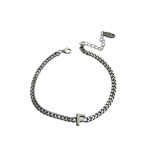 Pulsera con letras de plata de ley S925 para mujer, 26 letras del alfabeto inglés, joyería para uso diario, estilo Retro Simple - Product Image 5