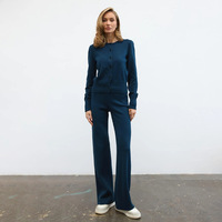 Ensemble transfrontalier Nouvelle Collection Automne/Hiver 2026 Cardigan Minimaliste Ample à Col Rond en Nylon/Coton Anti-Plis Taille Haute