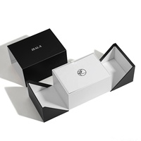 Offre Spéciale Usine Vente en gros Nouveau design Boîte de collection de montres de luxe Boîte de papier noire brillante à double porte pour montre