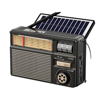 Radio Portátil Vintage de Plástico con Altavoz Inalámbrico, Reproducción FM/AM/SW/Tarjeta TF/USB/USB-C/Solar/Cordón, Radio Solar Pequeña de Transistor