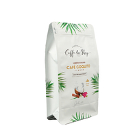 Sac d'emballage de café vide à fond plat avec impression personnalisée 150g 250g 340g 500g sacs de café avec valve et fermeture à glissière