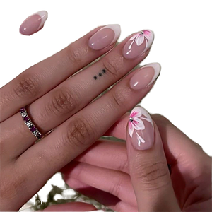 24 <span class=keywords><strong>faux</strong></span> <span class=keywords><strong>ongles</strong></span> en ABS blanc français à fleurs douces et fraîches d'été, à presser, avec adhésif pour les doigts, vente en gros - Product Image 1