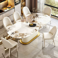 Cremefarbener, Leicht Luxuriöser Steinplatten-Esstisch im Skandinavischen Stil, Instagram-Tauglich für Kleine Wohnungen, für den Heimgebrauch