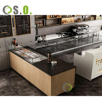 Comptoir de bar de café, design commercial, table de restaurant, dessus en bois personnalisé, comptoir de café-café
