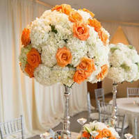 Arrangements floraux de mariage MoKtong, boule de fleurs en soie 7D Dendrobium orange 70cm 80cm avec altier de gazebo