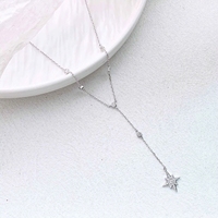 Bling argent plaqué or mode femmes bijoux Micro pavé 5A zircon cubique CZ flocon de neige Y Long collier
