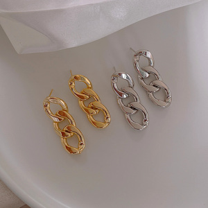 Fashion Punk Link <b>Chain</b> <b>Stud</b> <b>Earrings</b> for Women Cuban Golden Plated Dangle Rock <b>Earrings</b> Jewelry Gift Wholesale - Product Image 2
