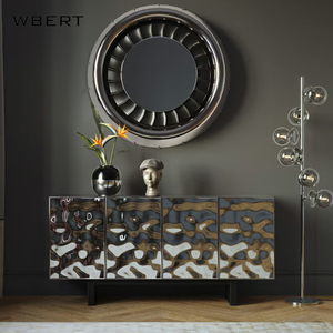 WBERT Meuble TV italien de luxe de style moderne en acier inoxydable ondulation de l'eau combinaison de bois massif pour appartements et hôtels - Product Image 3