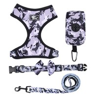 Harnais pour chien à marque privée avec fonction de libération rapide, rembourrage en maille douce, anti-traction, ensemble laisse et collier, support pour sacs à déjections canines en plastique