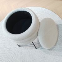 Bailey Teddy White Boucle pouf pouf rond tabouret de rangement chaise repose-pieds avec pieds en métal repose-pieds pour salon