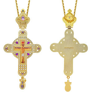 Ht Europa Populaire Legering Orthodoxe Kerk Bisschop Gouden Borstkruis Ketting Met Gratis Pu Geschenkdoos - Product Image 4