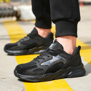 Wholesale Men Work Shoes Anti-Smashing Safety Sport Work <b>Sneaker</b> ,Soft EVA Outsole Shock-absorbing Safety Shoes <b>Black</b> - Product Image 5