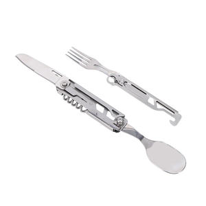 <span class=keywords><strong>Couteau</strong></span> multifonctionnel 6 en 1, <span class=keywords><strong>fourchette</strong></span> et cuillère, tire-bouchon, acier inoxydable 420, <span class=keywords><strong>couteau</strong></span> détachable - Product Image 1
